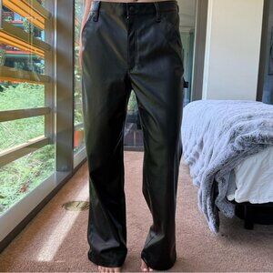 Rag & Bone Wide Leg Black Faux Leather Pants